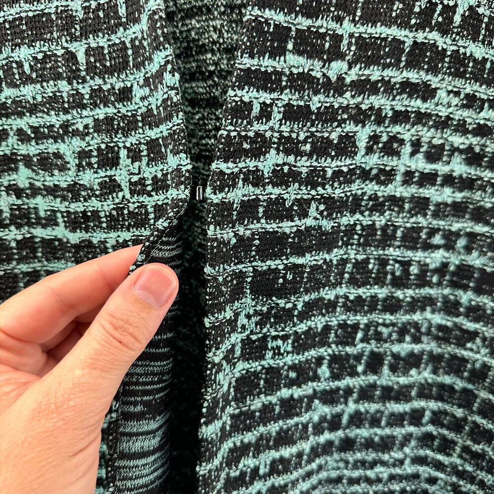 Ming Wang Black and Teal Patterned Tweed Jacket - Picture 8 of 12
